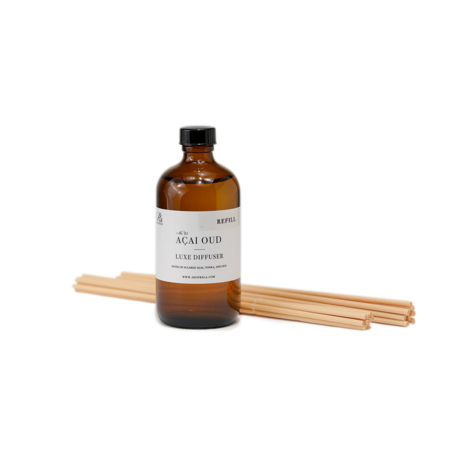 Acai Oud Refill Diffuser Reed diffuser refill bottle filled with premium fragrance oil, designed to refresh your diffuser and maintain a consistent, long-lasting scent in your space.