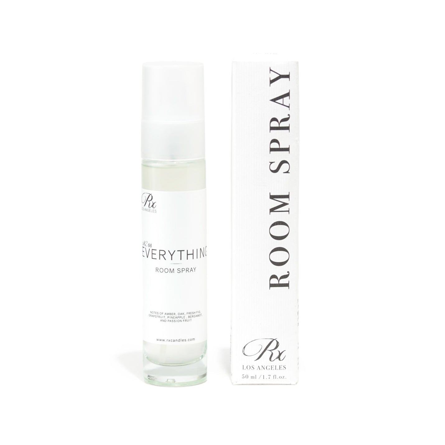 RXLA Everything room spray, a complex blend of five best-selling fragrances in one luxurious mist.