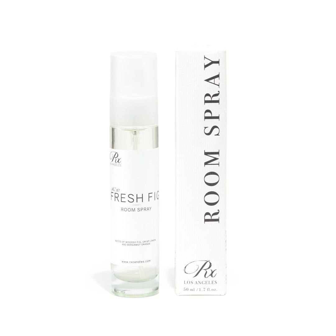 RXLA Fresh Fig room spray, a slightly earthy and masculine scent with fig, moss, and patchouli.