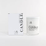 Pure soy wax candle with packaging on a white background
