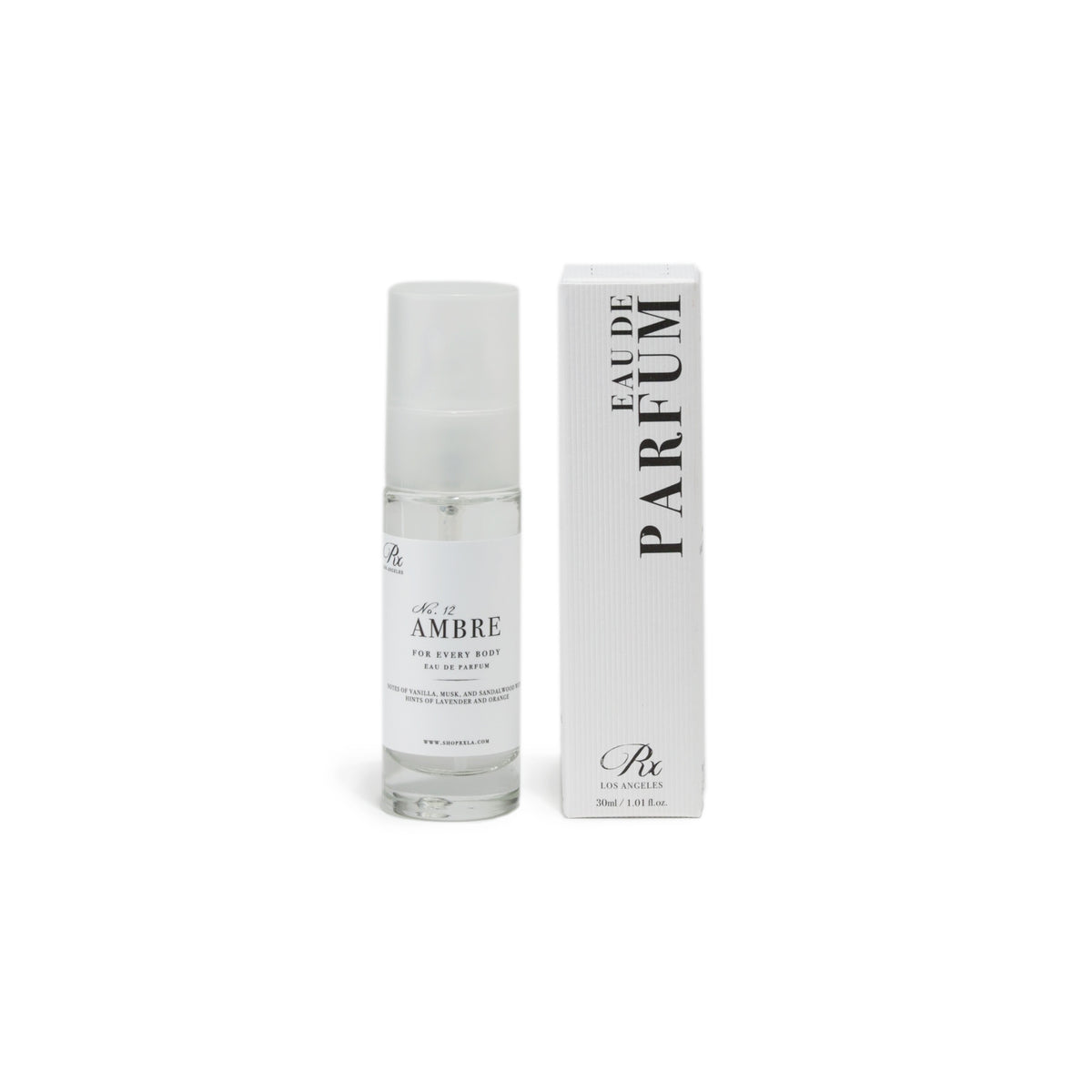 RXLA Ambre full-size perfume—warm amber, musk, and vanilla for a sensual and timeless fragrance.
