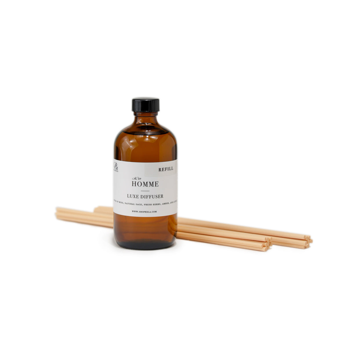 Reed diffuser refill bottle filled with premium fragrance oil, designed to refresh your diffuser and maintain a consistent, long-lasting scent in your space