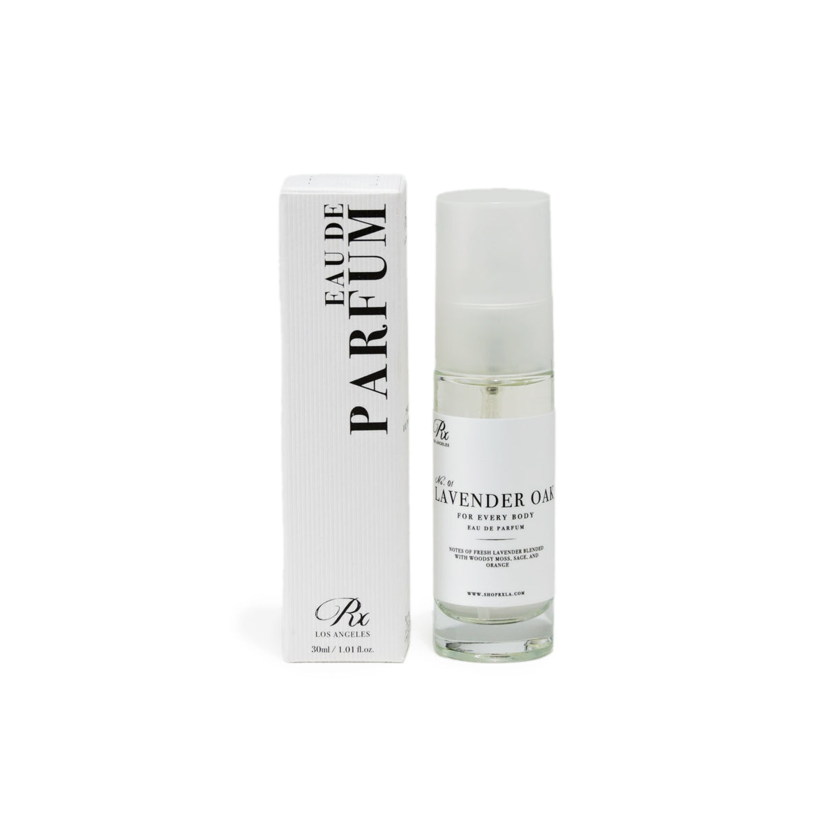 RXLA Lavender Oak full-size perfume—a calming mix of lavender, oakwood, and herbal notes.
