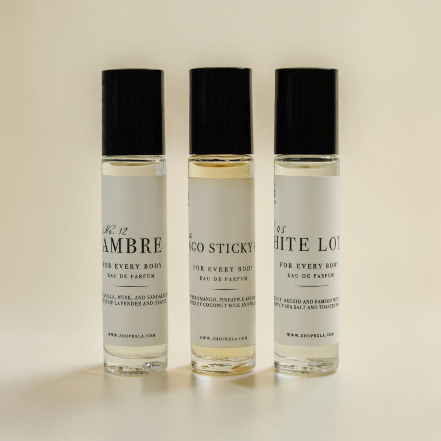 set of 3 perfumes. clear bottles