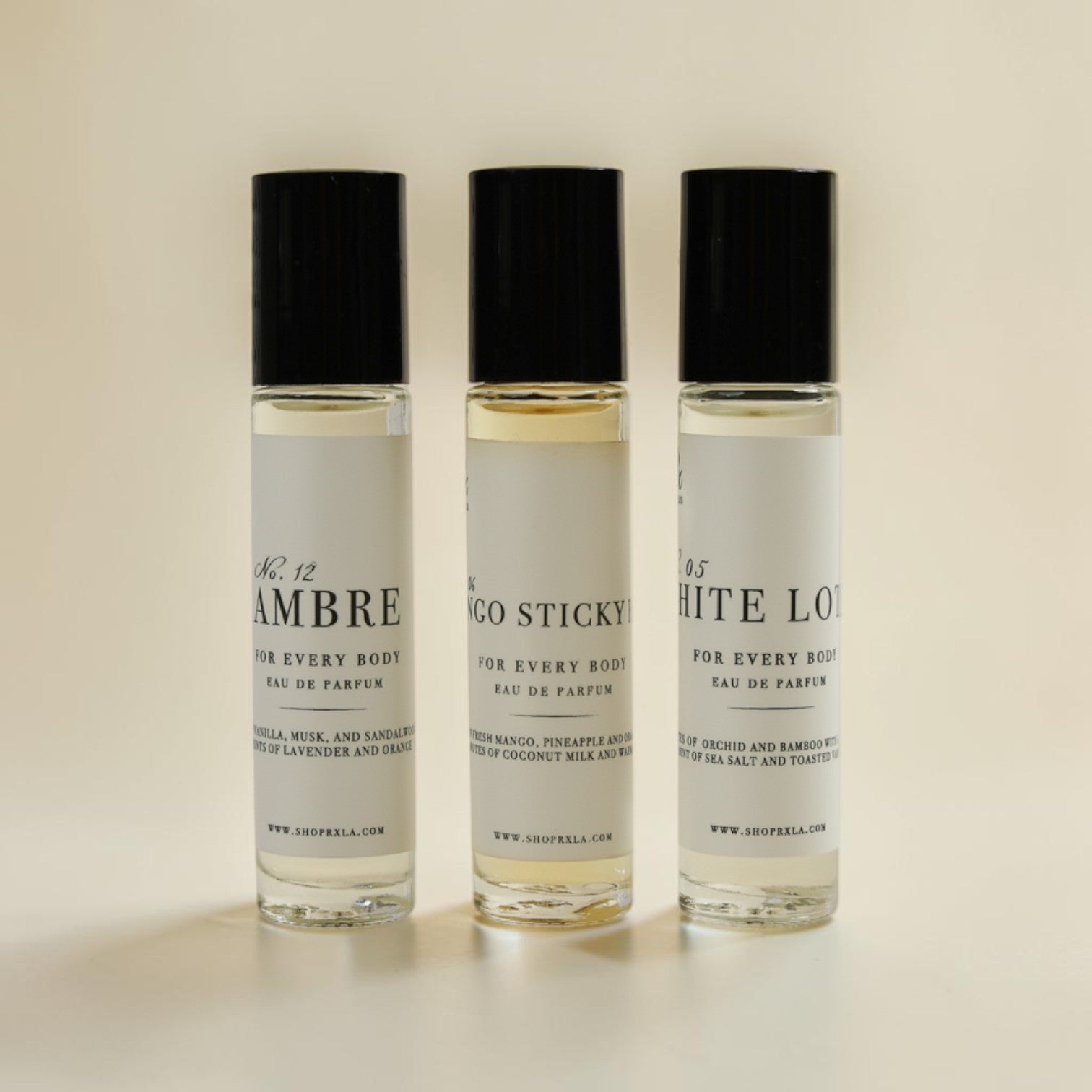 set of 3 perfumes. clear bottles